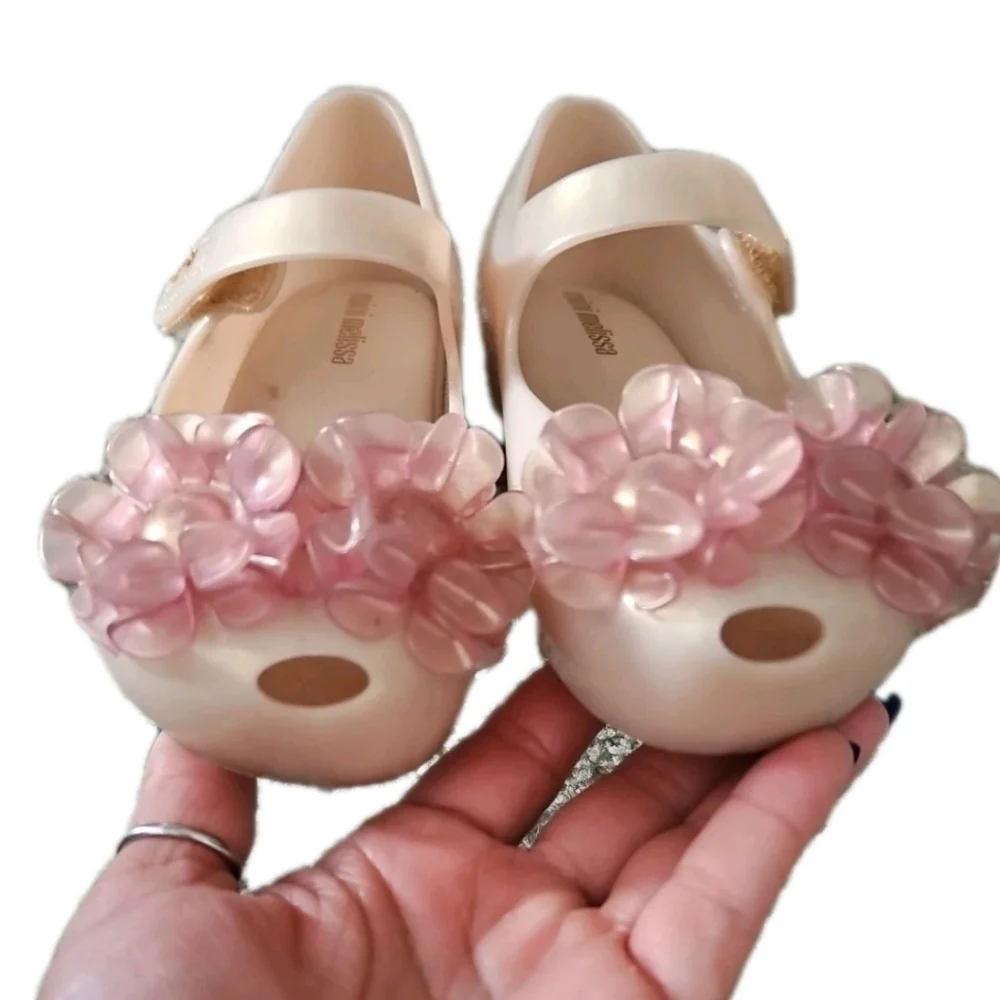 Mini Melissa Girls Pink Jelly Ultragirl Springtime Floral Mary Jane Shoe 10
